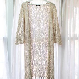 EUC Vivid Importers of NY Long Woven Boho Cover Up Medium